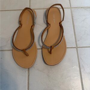 Madden Girl Tan and Silver Rhinestone Sandals